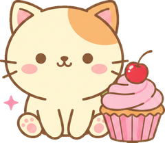 Icon Ref Cat Cupcake Icon Bright Kawaii Label Art V1 1024